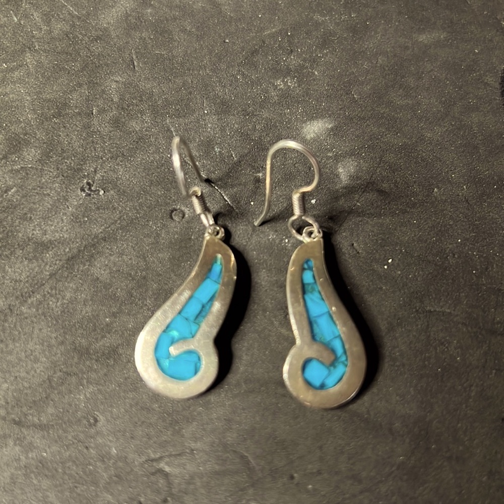 Sterling earrings with turquoise inlay